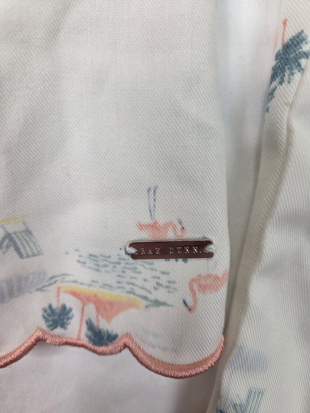 Rae Dunn Beach Print Pajama Set Large Cami Shorts Scalloped Trim Sleepwear - Picture 8 of 14